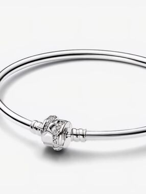 Pandora Silver Sparkling Shooting Star Bangle - Polished Sterling 925